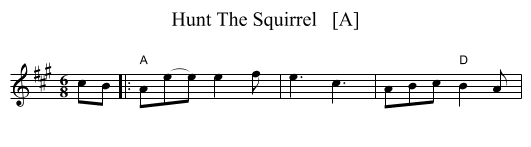 Hunt The Squirrel   [A] - staff notation