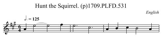 Hunt the Squirrel. (p)1709.PLFD.531 - staff notation