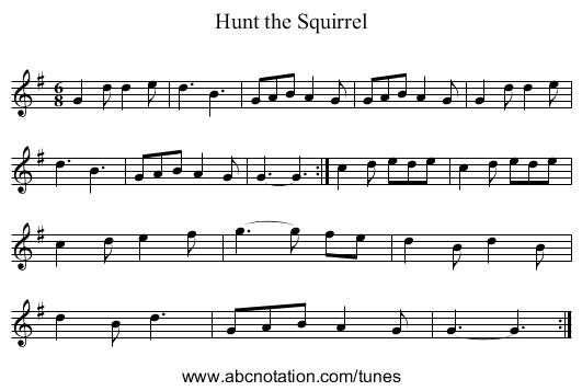 Hunt the Squirrel - staff notation