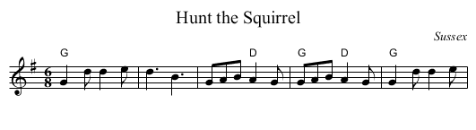 Hunt the Squirrel - staff notation