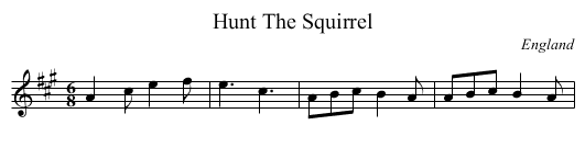 Hunt The Squirrel - staff notation