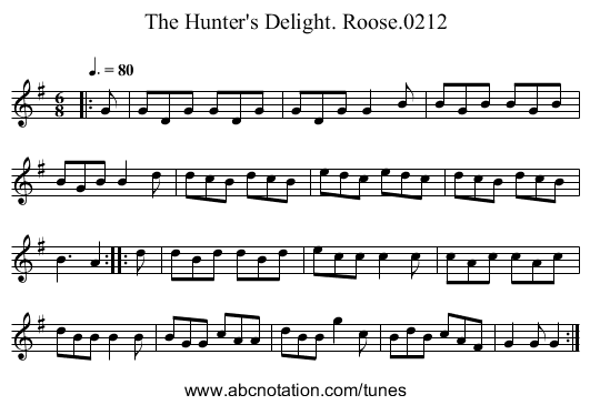 Hunter's Delight. Roose.0212, The - staff notation
