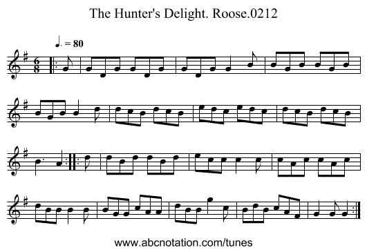 Hunter's Delight. Roose.0212, The - staff notation