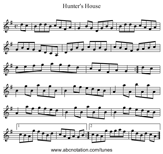 Hunter's House - staff notation
