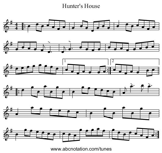 Hunter's House - staff notation