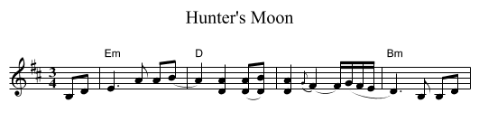 Hunter's Moon - staff notation