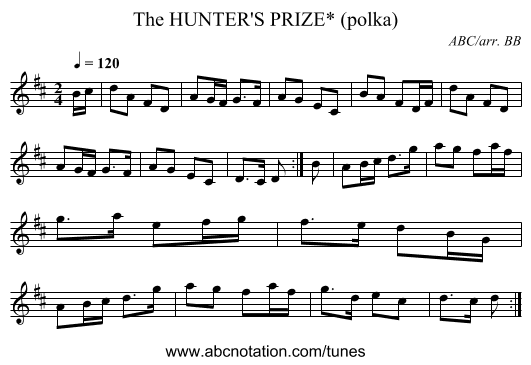 HUNTER'S PRIZE* (polka), The - staff notation