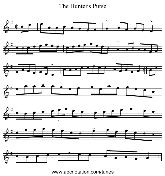 Hunter's Purse, The - staff notation
