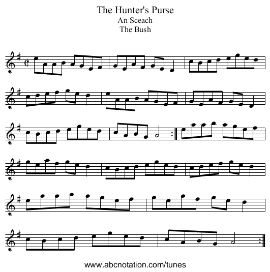 Hunter's Purse, The - staff notation