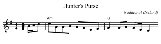 Hunter's Purse - staff notation