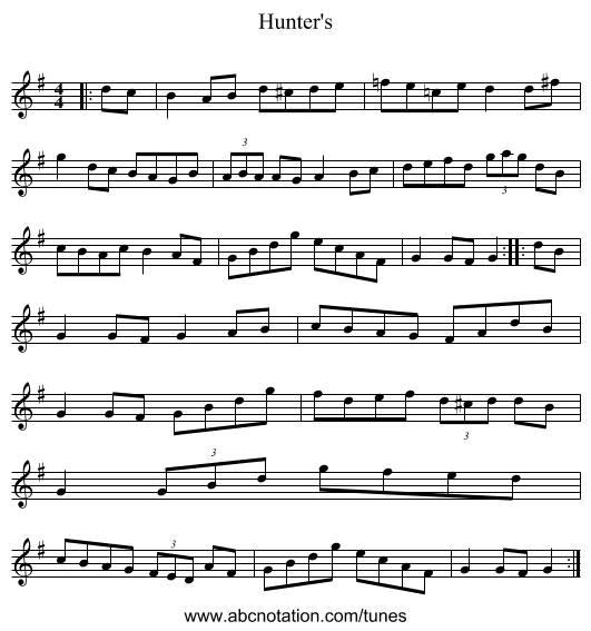 Hunter's - staff notation