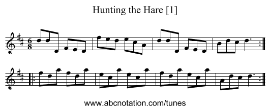 Hunting the Hare [1] - staff notation