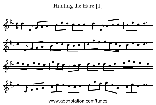 Hunting the Hare [1] - staff notation