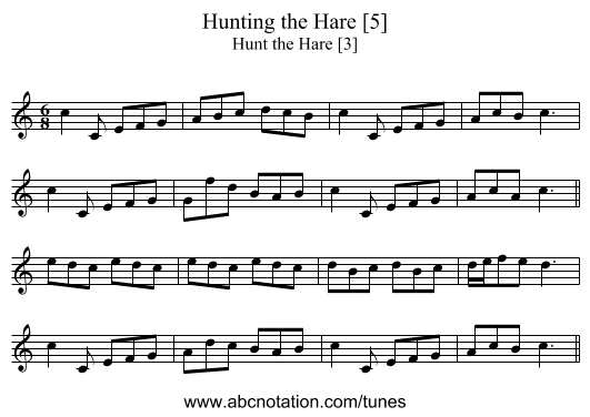 Hunting the Hare [5] - staff notation