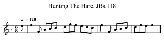 Hunting The Hare. JBs.118 - staff notation
