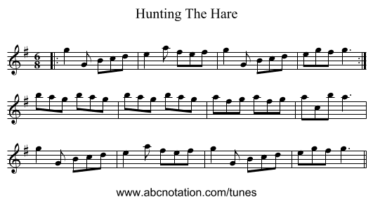 Hunting The Hare - staff notation