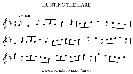 HUNTING THE HARE - staff notation