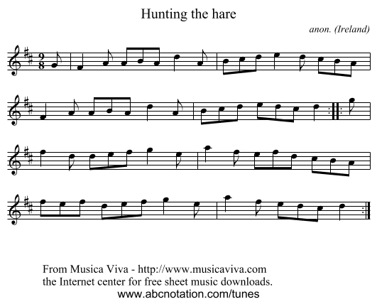 Hunting the hare - staff notation
