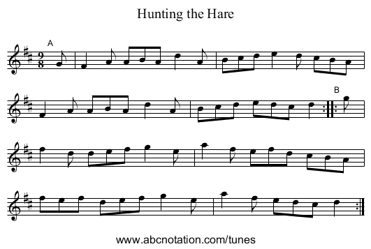 Hunting the Hare - staff notation