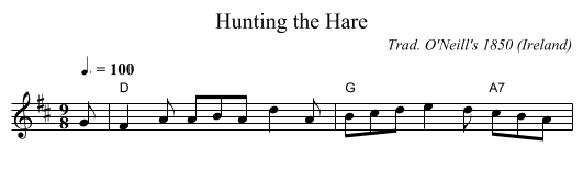 Hunting the Hare - staff notation