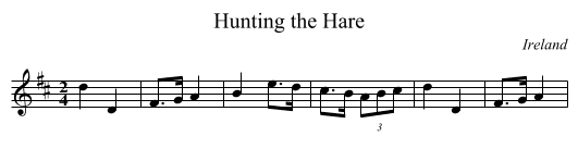 Hunting the Hare - staff notation