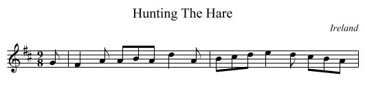Hunting The Hare - staff notation