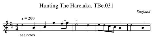 Hunting The Hare,aka. TBe.031 - staff notation