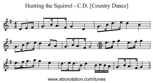 Hunting the Squirrel - C.D. [Country Dance] - staff notation