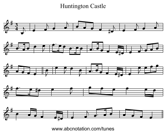 Huntington Castle - staff notation