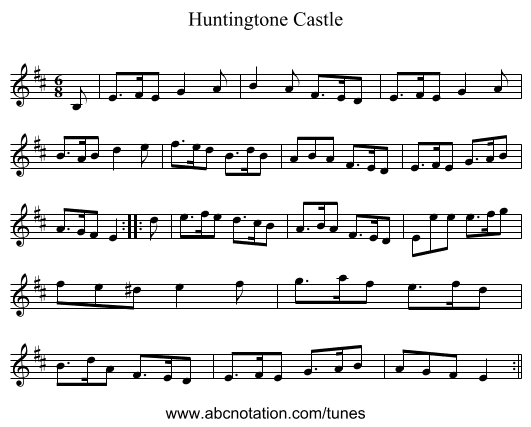 Huntingtone Castle - staff notation