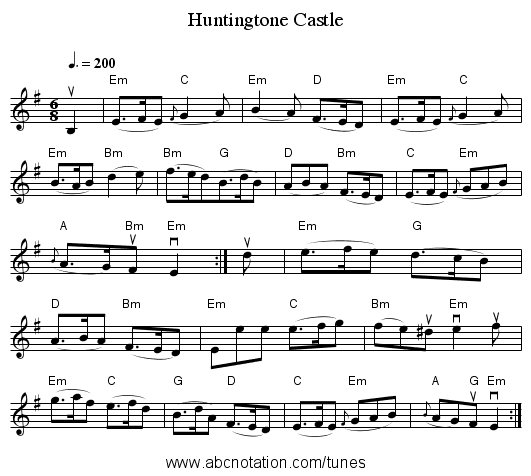 Huntingtone Castle - staff notation