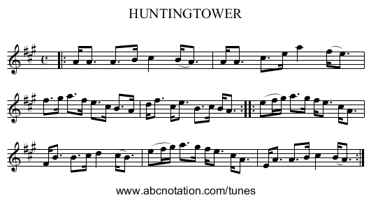 HUNTINGTOWER - staff notation