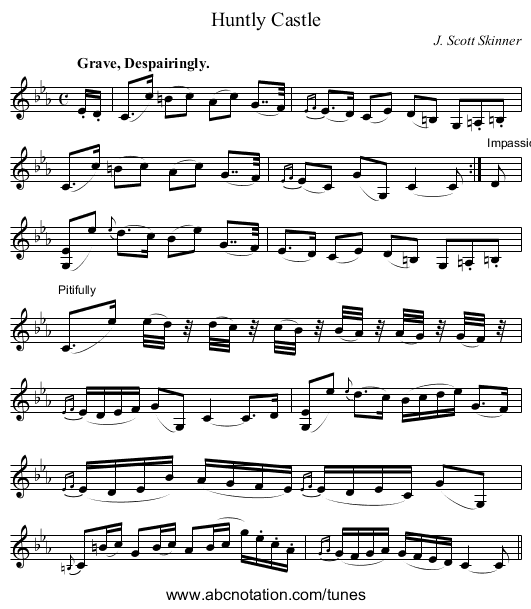 Huntly Castle - staff notation