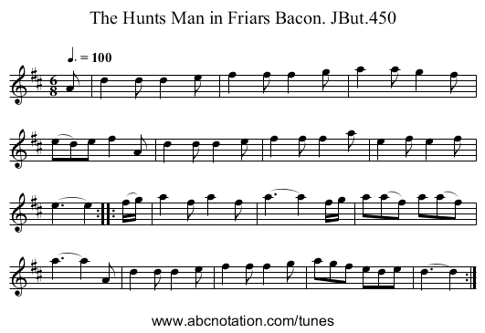 Hunts Man in Friars Bacon. JBut.450, The - staff notation