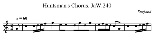 Huntsman's Chorus. JaW.240 - staff notation