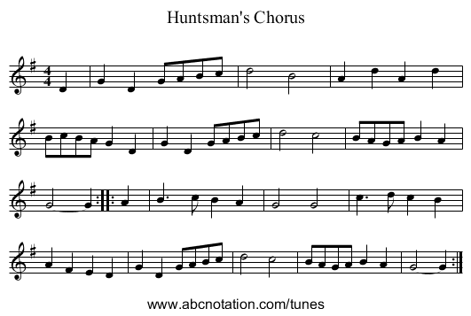 Huntsman's Chorus - staff notation