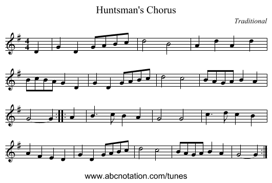 Huntsman's Chorus - staff notation