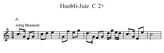 Huobli-Juiz  C 2+ - staff notation