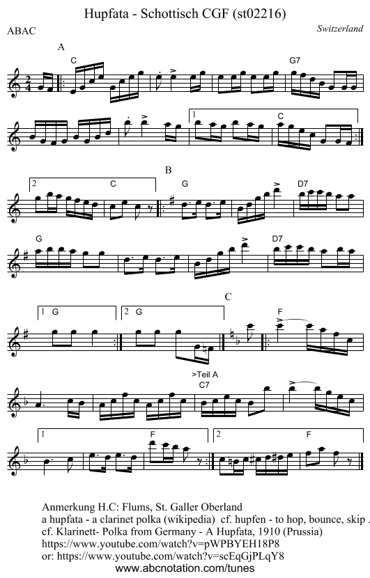 Hupfata - Schottisch CGF (st02216) - staff notation
