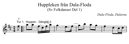 Huppleken från Dala-Floda - staff notation