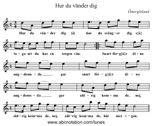 Hur du v&auml;nder dig - staff notation