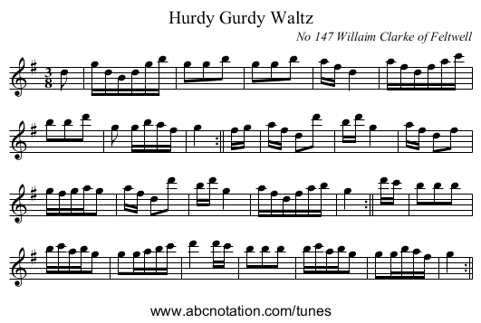 Hurdy Gurdy Waltz - staff notation