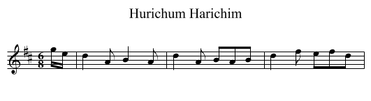 Hurichum Harichim - staff notation