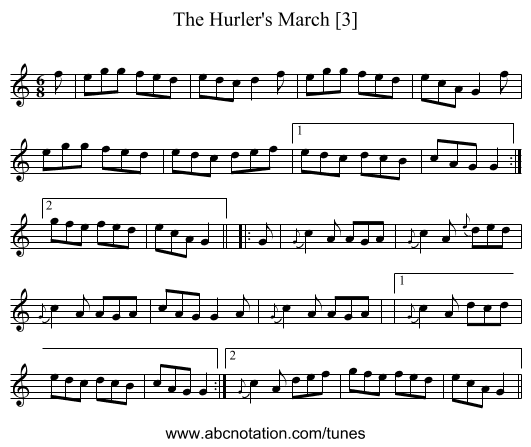 Hurler's March [3], The - staff notation