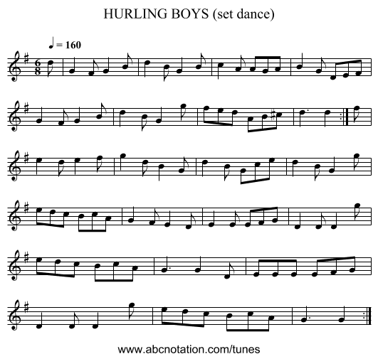 HURLING BOYS (set dance) - staff notation