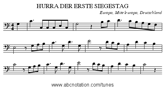 HURRA DER ERSTE SIEGESTAG - staff notation