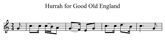 Hurrah for Good Old England - staff notation
