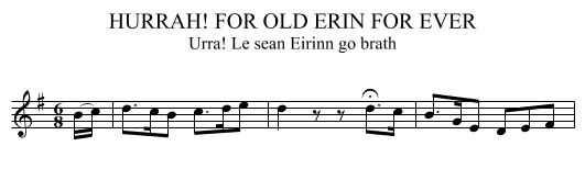 HURRAH! FOR OLD ERIN FOR EVER - staff notation