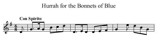 Hurrah for the Bonnets of Blue - staff notation