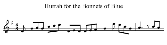 Hurrah for the Bonnets of Blue - staff notation